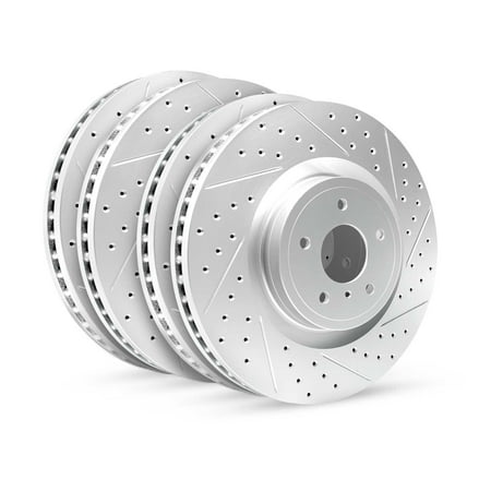 R1 Concepts Front Rear Brake Rotor Kit |Brake Rotors| Brake Disc |Drilled and Slotted WBPN2-03062