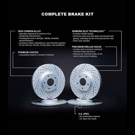 R1 Concepts Drilled and Slotted Carbon Coated Disc Brake Rotor Set WBPN2-13009