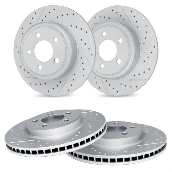 R1 Concepts Drilled and Slotted Carbon Coated Disc Brake Rotor Set WBPN2-45005