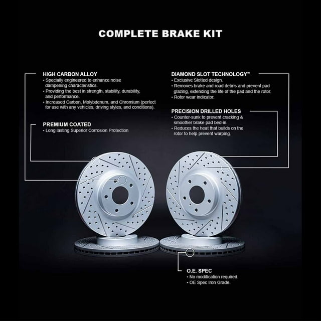 R1 Concepts Drilled and Slotted Carbon Coated Disc Brake Rotor Set WBPN2-55000