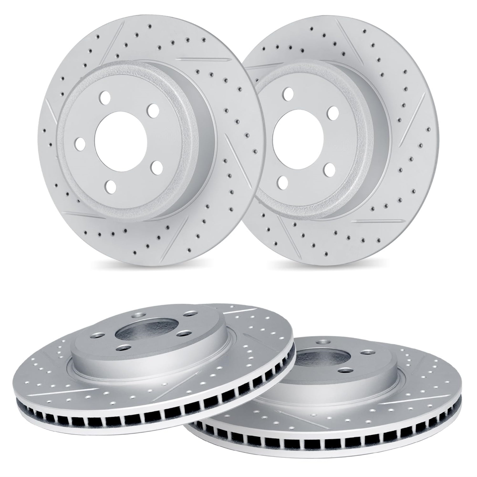 R1 Concepts Drilled and Slotted Carbon Coated Disc Brake Rotor Set WBPN2-74002