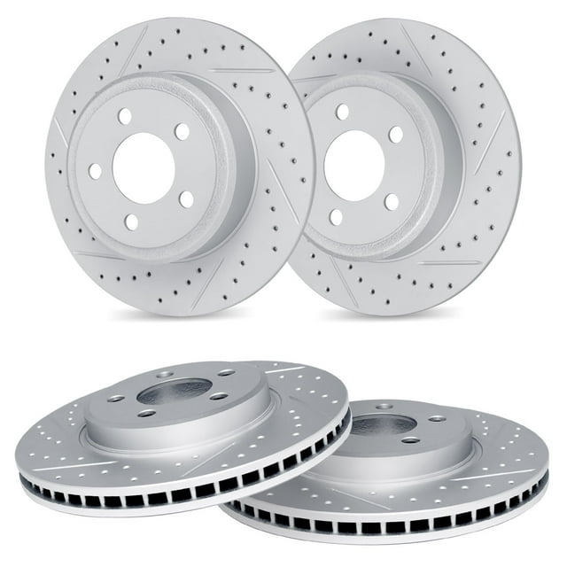 R1 Concepts Drilled and Slotted Carbon Coated Disc Brake Rotor Set WBPN2-80026