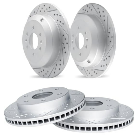 R1 Concepts Drilled and Slotted Carbon Coated Disc Brake Rotor Set WBPN2-93000