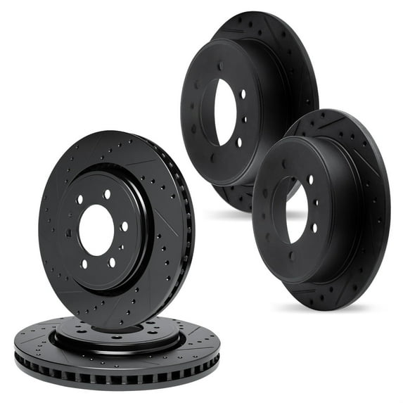 R1 Concepts Drilled and Slotted Black Disc Brake Rotor Set WHPN2-72076