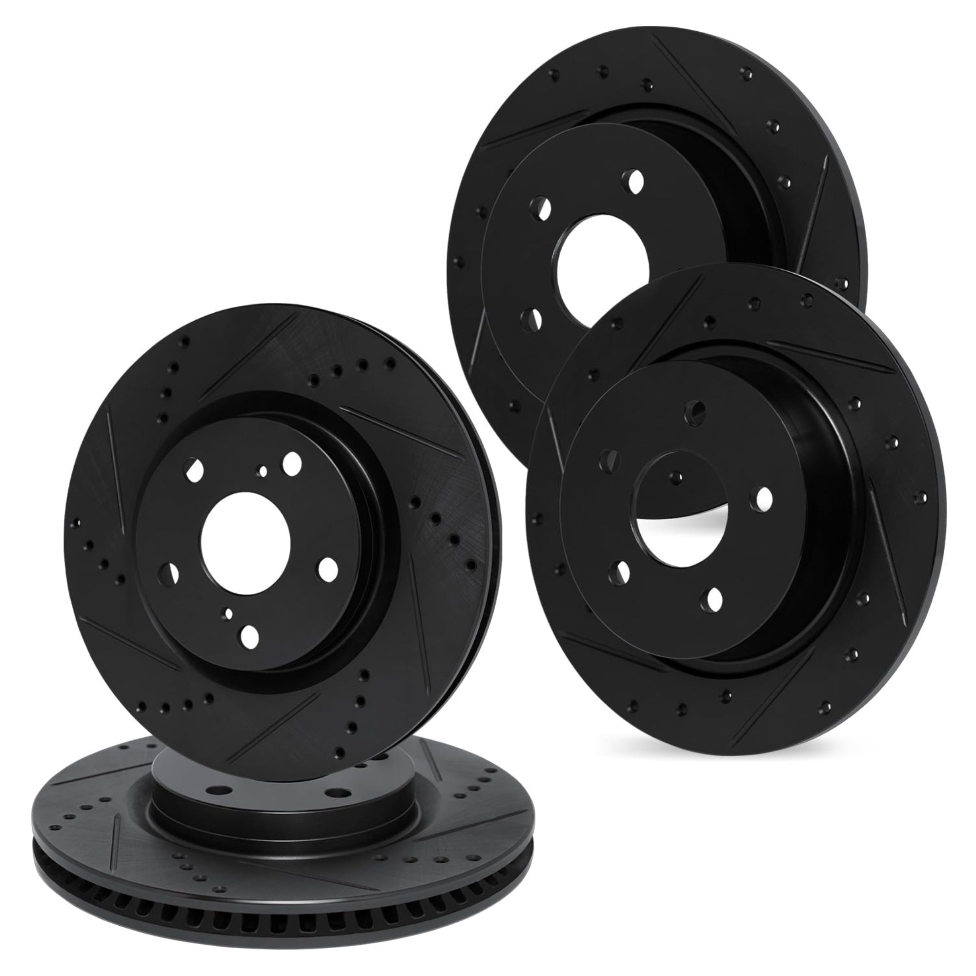 R1 Concepts Drilled and Slotted Black Disc Brake Rotor Set WHPN2-76059