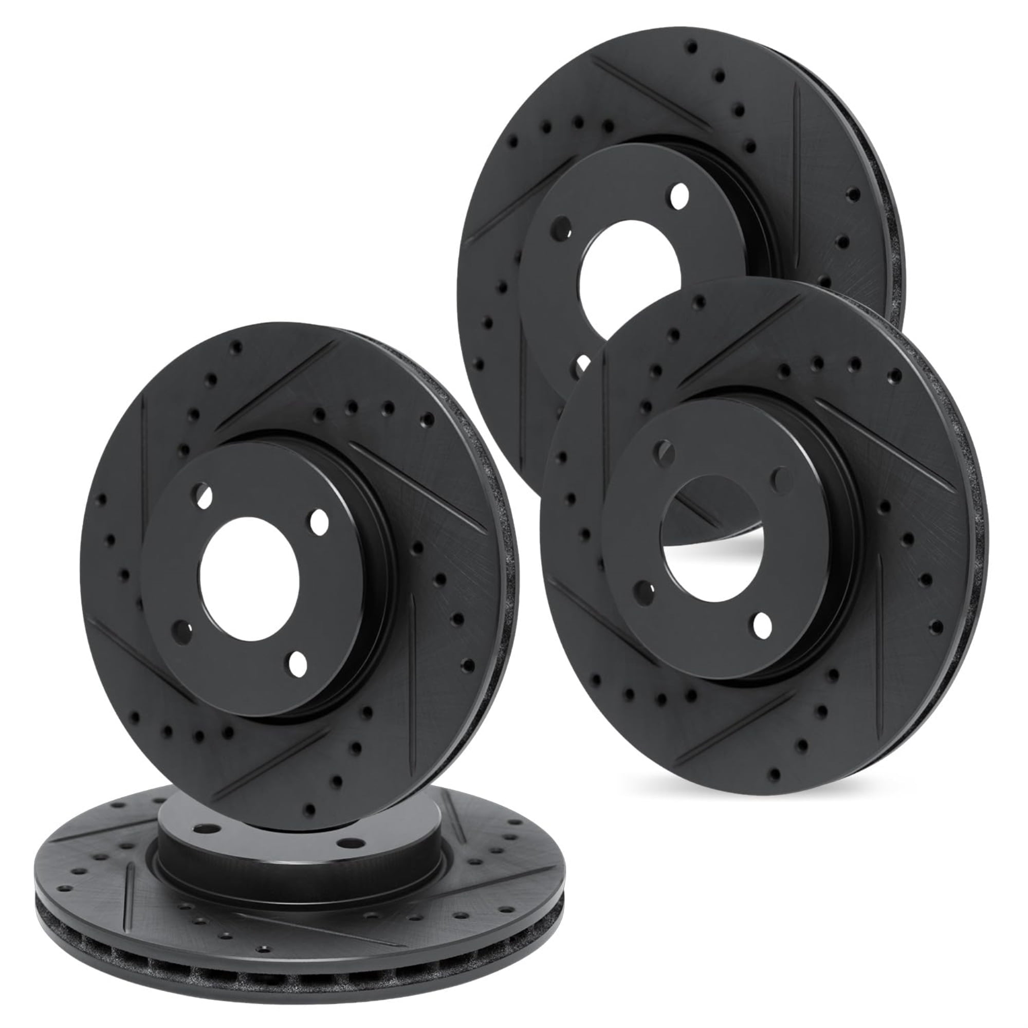 R1 Concepts Drilled and Slotted Black Disc Brake Rotor Set WHPN2-76094