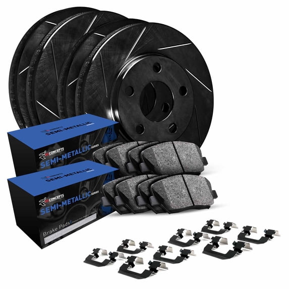 R1 Concepts Front Rear Brakes and Rotors Kit |Front Rear Brake Pads| Brake Rotors and Pads| Semi Metallic Brake Pads and Rotors| Hardware Kit|fits 2018-2021 Ford Expedition, F-150; Lincoln Navigator