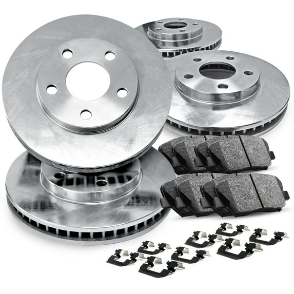 R1 Concepts Front Rear Brakes and Rotors Kit |Front Rear Brake Pads| Brake Rotors and Pads| Ceramic Brake Pads and Rotors |Hardware Kit|fits 1982-1988 BMW 528e, 1983-1984 BMW 533i, 1985-1986 BMW 524td