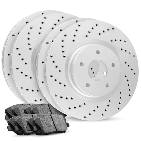 R1 Concepts Front Rear Brakes and Rotors Kit |Front Rear Brake Pads| Brake Rotors and Pads| Ceramic Brake Pads and Rotors |Hardware Kit|fits 2008-2020 Infiniti G37, Q60, Nissan 350Z, 370Z