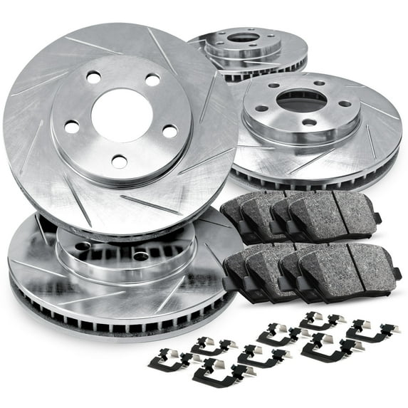 R1 Concepts Front Rear Brakes and Rotors Kit |Front Rear Brake Pads| Brake Rotors and Pads| Ceramic Brake Pads and Rotors |Hardware Kit|fits 2010-2016 Cadillac SRX, 2011 Saab 9-4X
