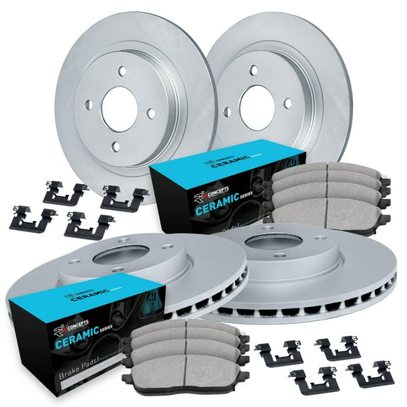 R1 Concepts Front Rear Brakes and Rotors Kit |Front Rear Brake Pads| Brake Rotors and Pads| Ceramic Brake Pads and Rotors |Hardware Kit|fits 2012-2018 Toyota Yaris