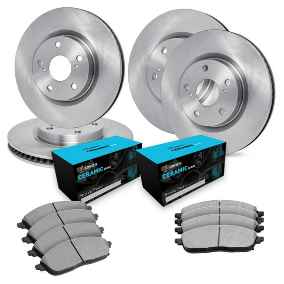 R1 Concepts Front Rear Brakes and Rotors Kit |Front Rear Brake Pads| Brake Rotors and Pads| Ceramic Brake Pads and Rotors |fits 2004-2005 Nissan Maxima