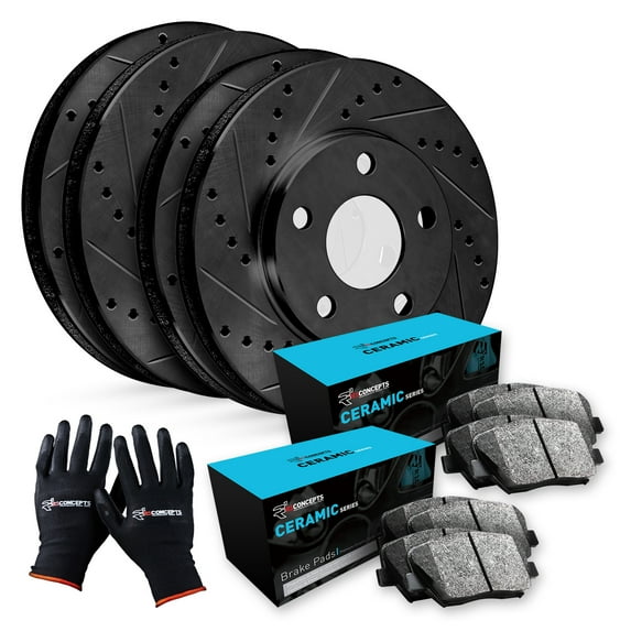 R1 Concepts Front Rear Brakes and Rotors Kit |Front Rear Brake Pads| Brake Rotors and Pads| Ceramic Brake Pads and Rotors |fits 2005-2010 Hyundai Sonata, Tucson, Kia Optima, Sportage