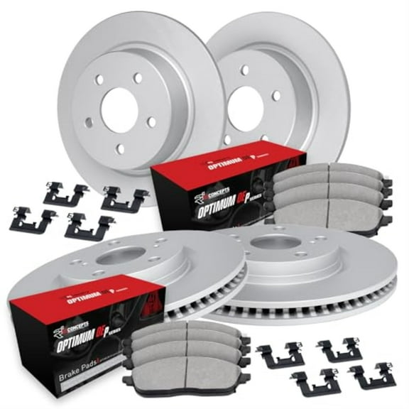 R1 Concepts Carbon Coated Disc Brake Rotor Set with Optimum Oe Pads and Hardware WDUH2-13043