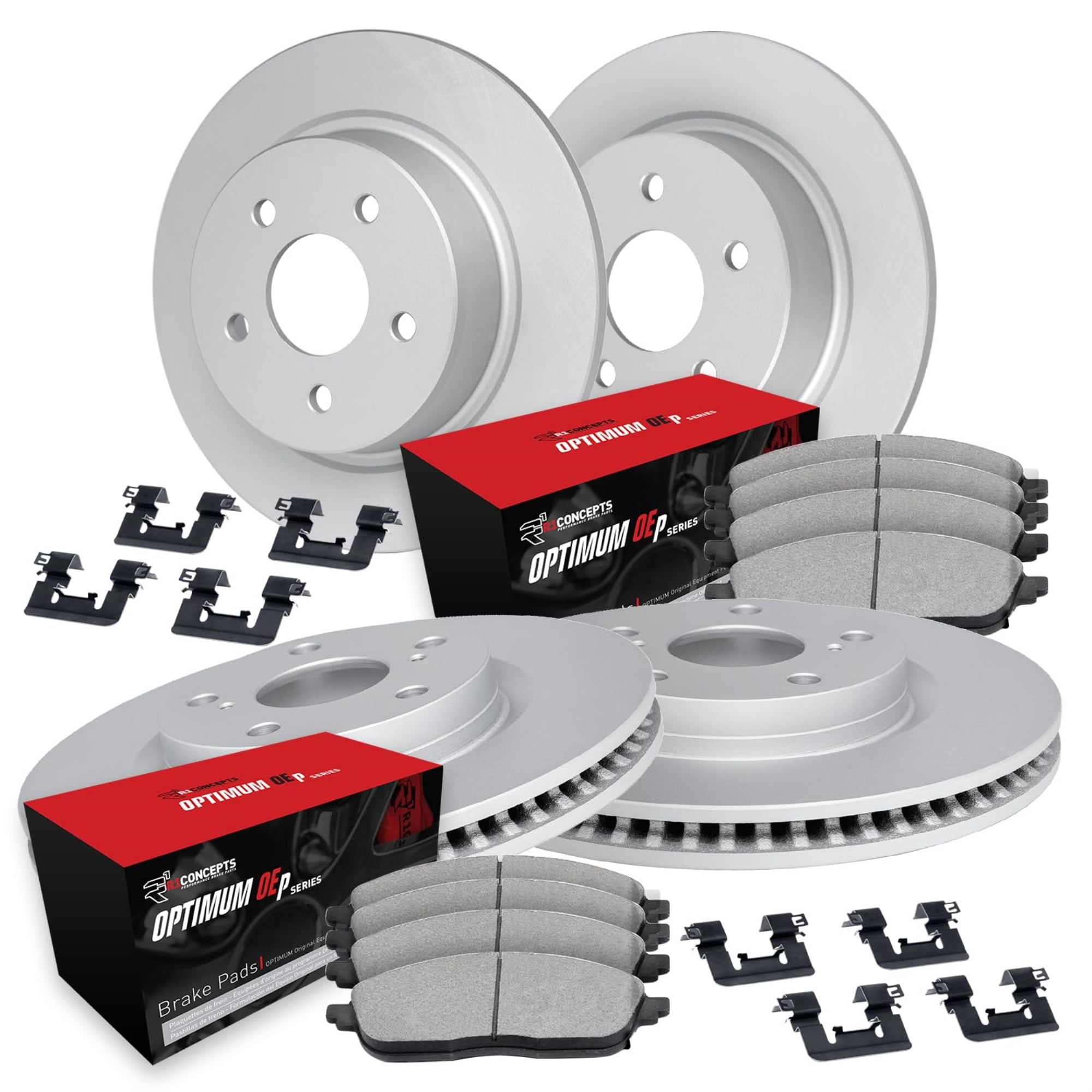 R1 Concepts Carbon Coated Disc Brake Rotor Set with Optimum Oe Pads and Hardware WDUH2-39004