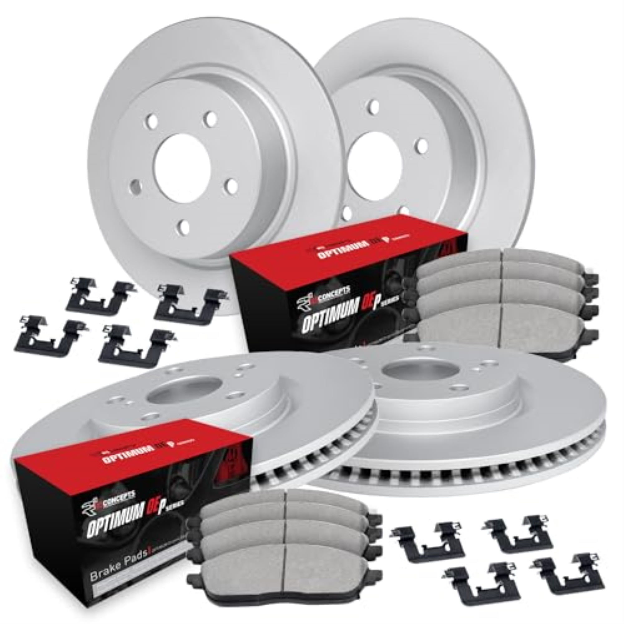 R1 Concepts Carbon Coated Disc Brake Rotor Set with Optimum Oe Pads and Hardware WDUH2-39012