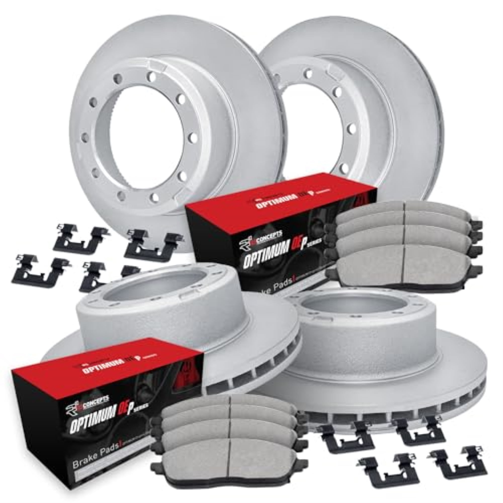 R1 Concepts Carbon Coated Disc Brake Rotor Set with Optimum Oe Pads and Hardware WDUH2-40094