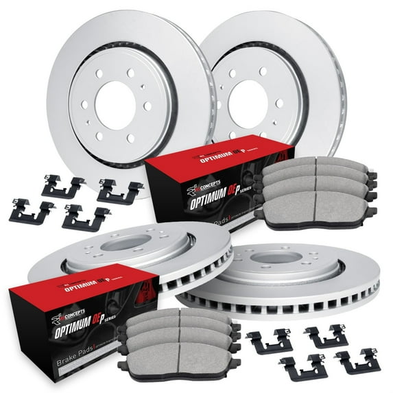 R1 Concepts Carbon Coated Disc Brake Rotor Set with Optimum Oe Pads and Hardware WDUH2-54098