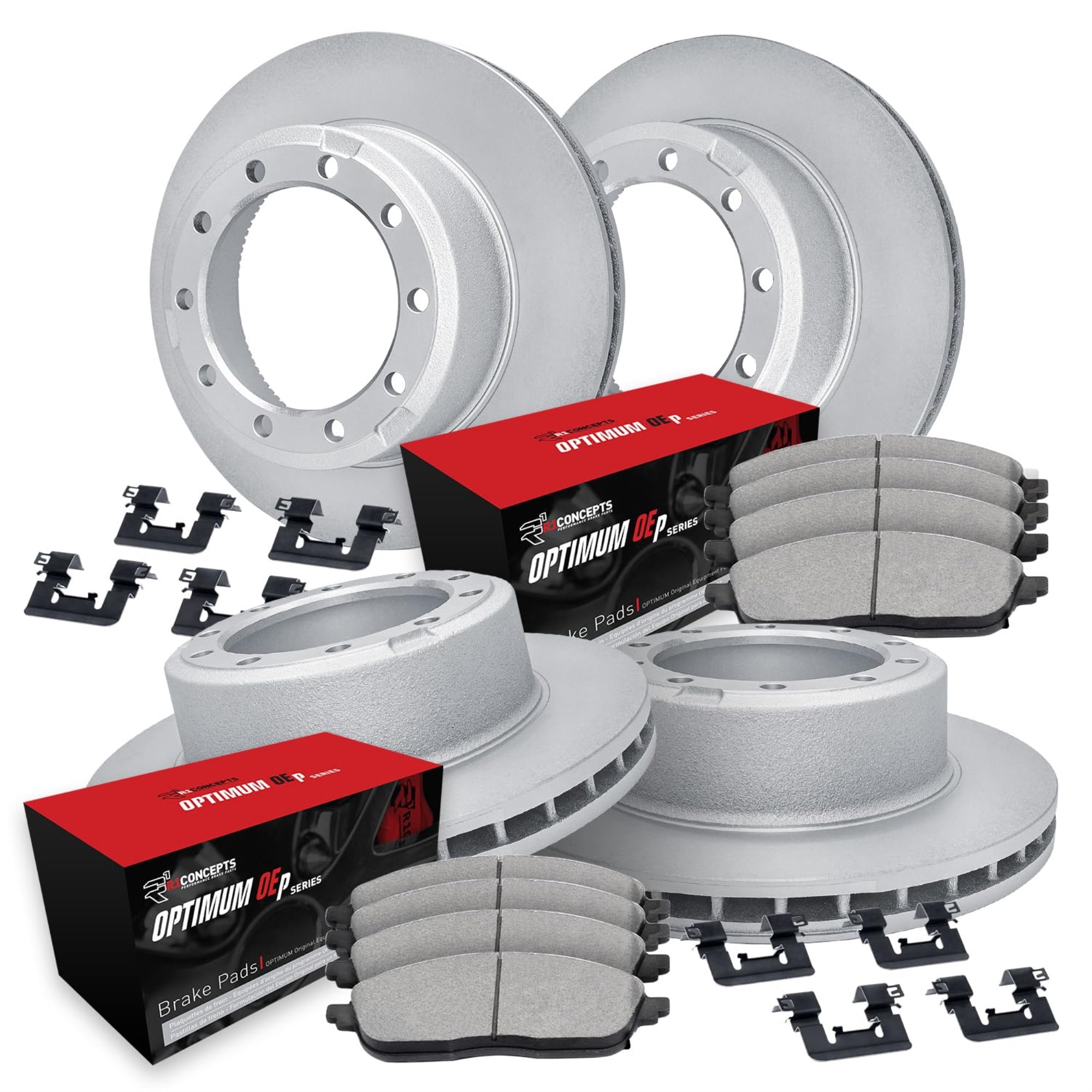 R1 Concepts Carbon Coated Disc Brake Rotor Set with Optimum Oe Pads and Hardware WDUH2-54238