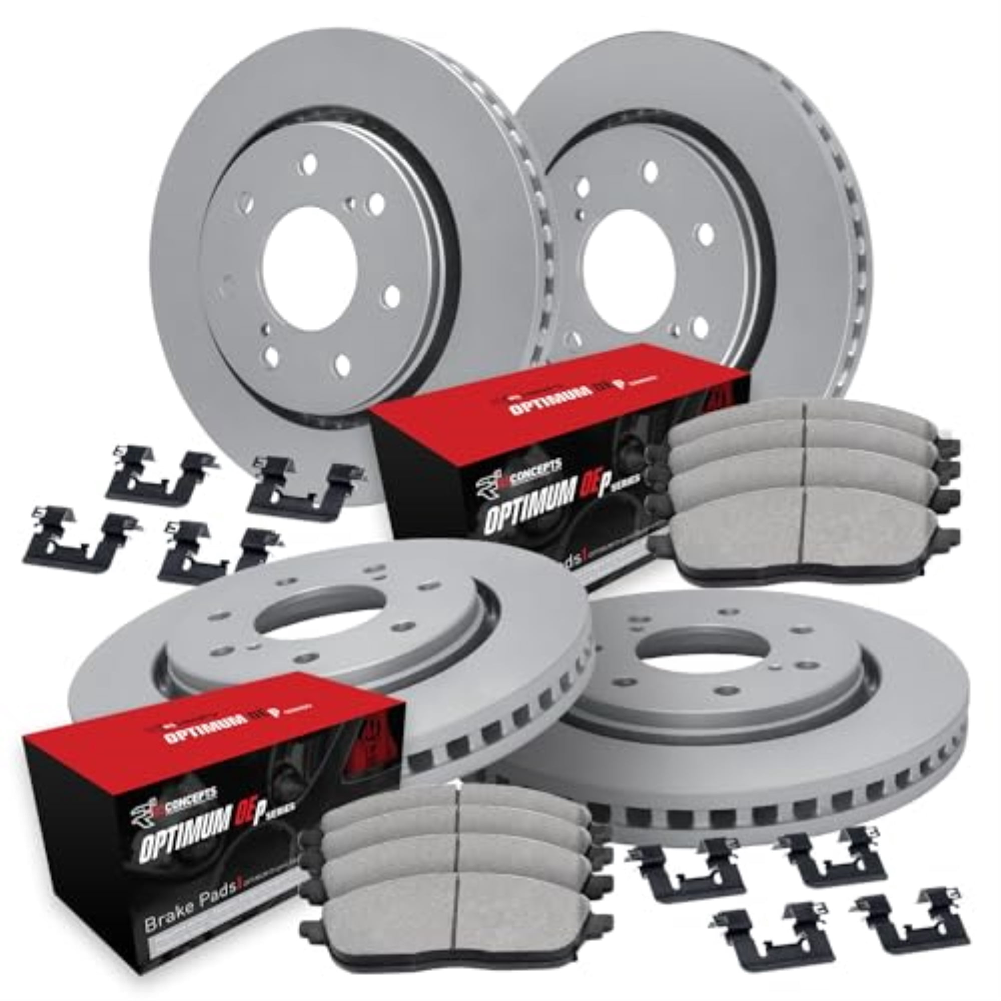 R1 Concepts Carbon Coated Disc Brake Rotor Set with Optimum Oe Pads and Hardware WDUH2-54285