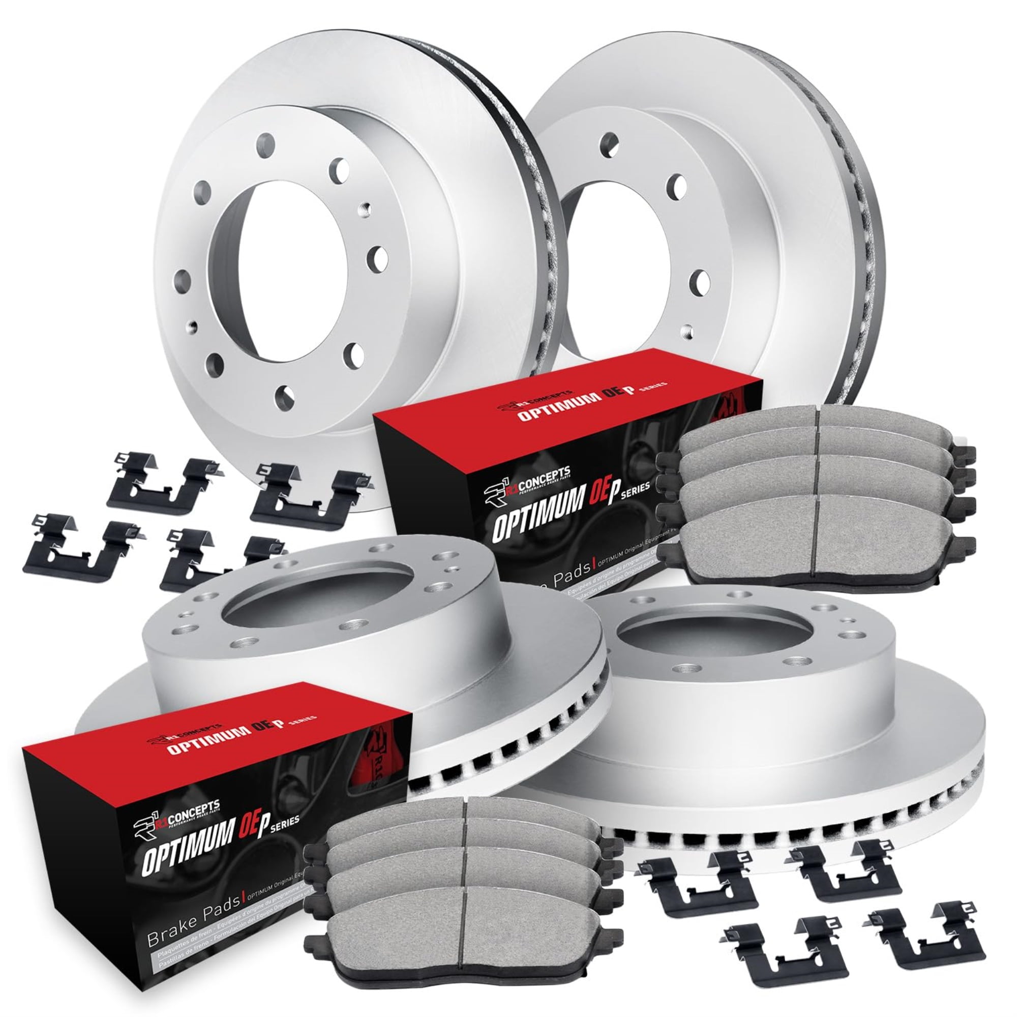 R1 Concepts Carbon Coated Disc Brake Rotor Set with Optimum Oe Pads and Hardware WDUH2-54307