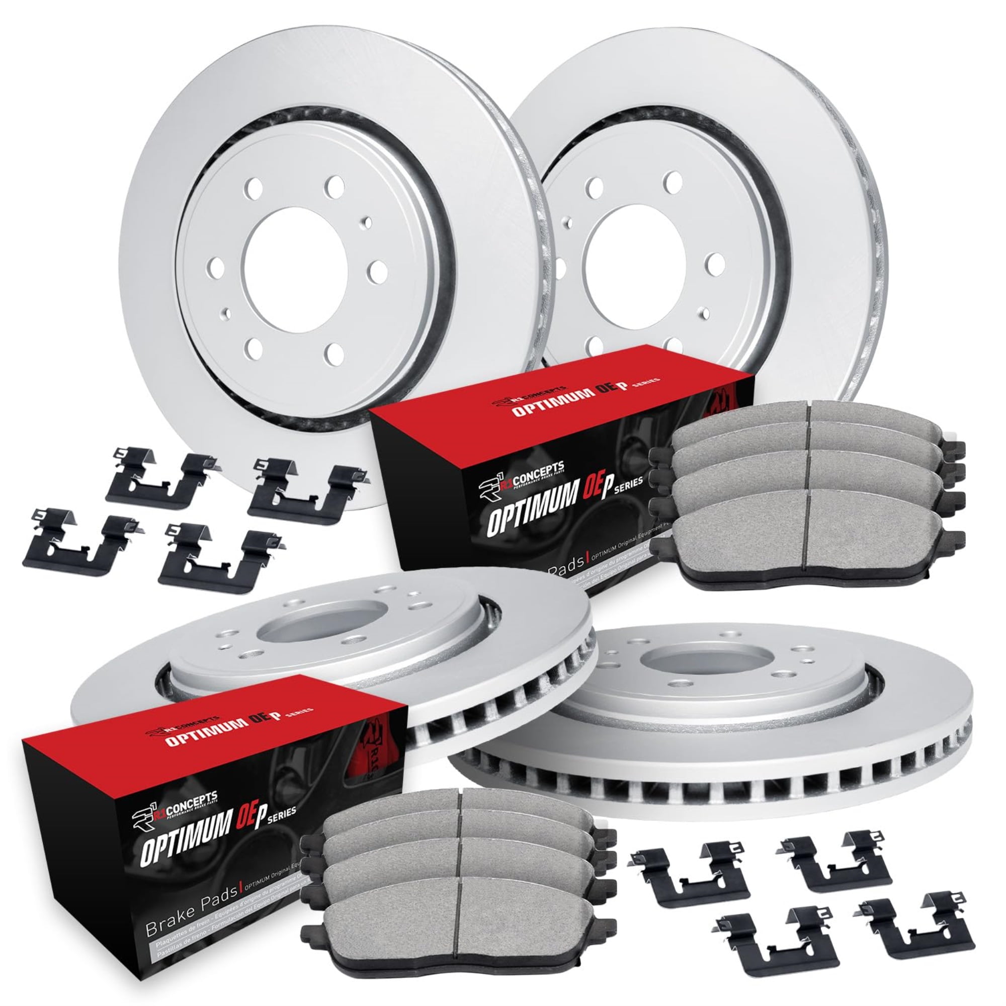 R1 Concepts Carbon Coated Disc Brake Rotor Set with Optimum Oe Pads and Hardware WDUH2-54330