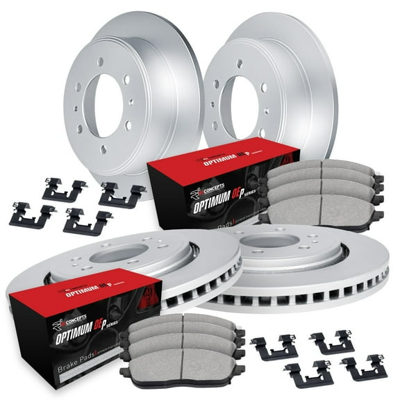 R1 Concepts Carbon Coated Disc Brake Rotor Set with Optimum Oe Pads and Hardware WDUH2-67035