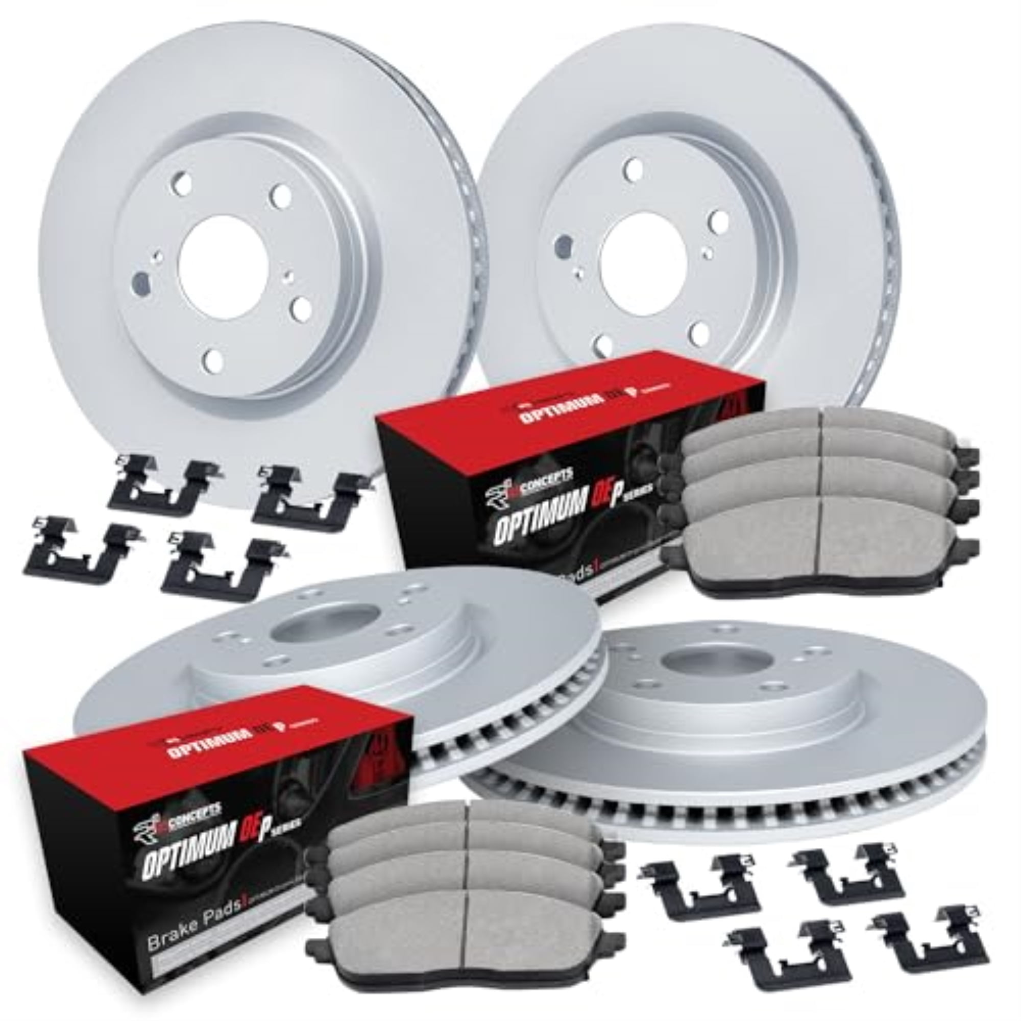 R1 Concepts Carbon Coated Disc Brake Rotor Set with Optimum Oe Pads and Hardware WDUH2-68001