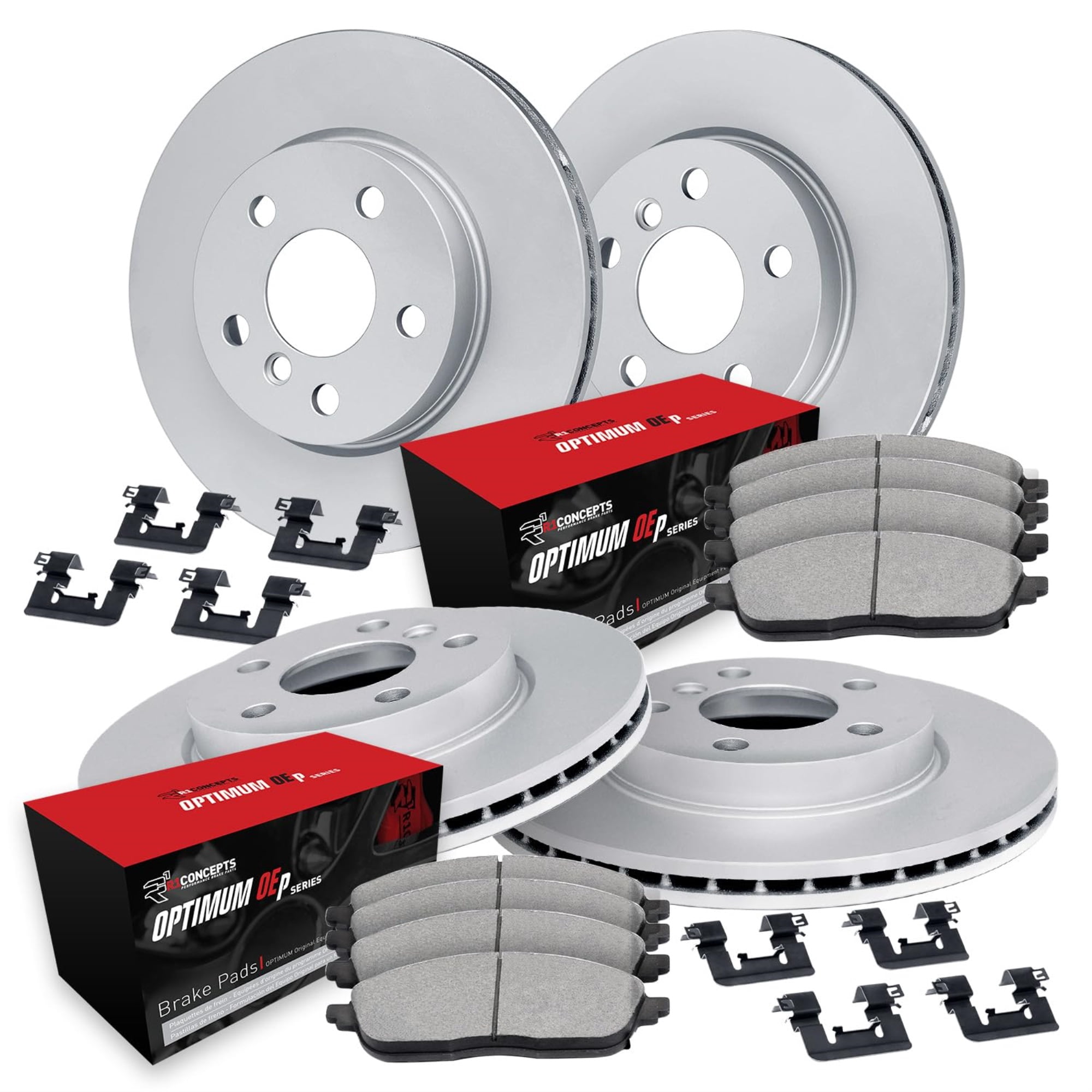 R1 Concepts GEOMET Disc Brake Rotor Set with Optimum Oe Pads and Hardware WJUH2-20020