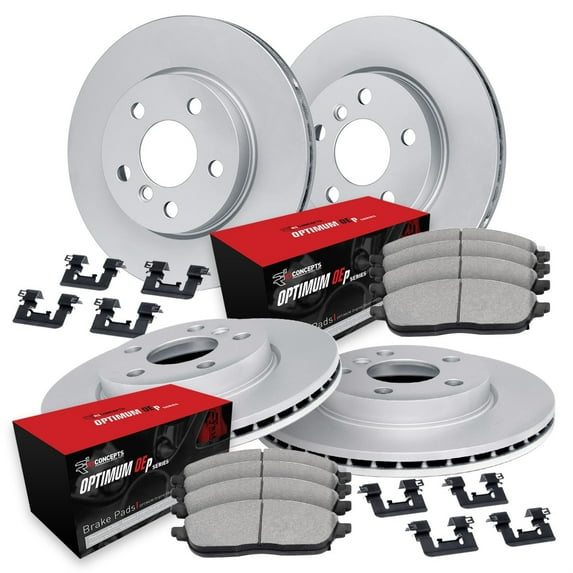 R1 Concepts GEOMET Disc Brake Rotor Set with Optimum Oe Pads and Hardware WJUH2-31062