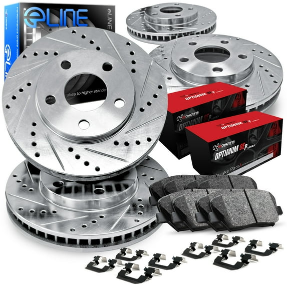R1 Concepts Front Rear Brakes and Rotors Kit |Front Rear Brake Pads| Brake Rotors and Pads| Optimum OEp Brake Pads and Rotors |Hardware Kit|fits 1997-1999 Chevrolet P30, 1997-1999 GMC P3500