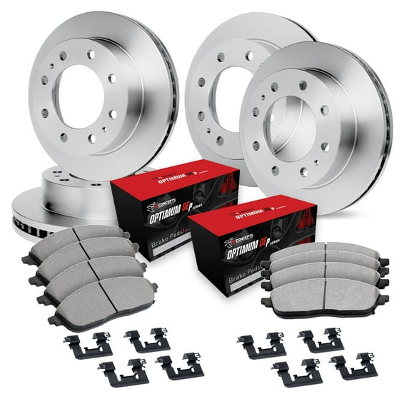 R1 Concepts Front Rear Brakes and Rotors Kit |Front Rear Brake Pads| Brake Rotors and Pads| Optimum OEp Brake Pads and Rotors |Hardware Kit|fits 2006-2010 Ford F-350 Super Duty