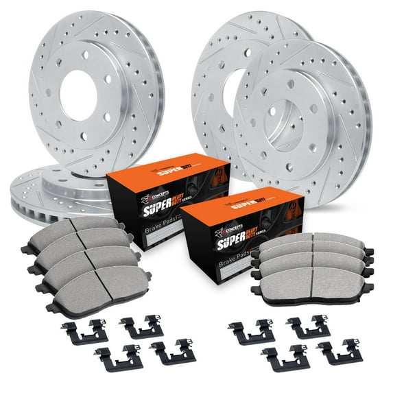 R1 Concepts Front Rear Brakes and Rotors Kit |Front Rear Brake Pads| Brake Rotors and Pads| Optimum OEp Brake Pads and Rotors |Hardware Kit|fits 2009 Ford F-150