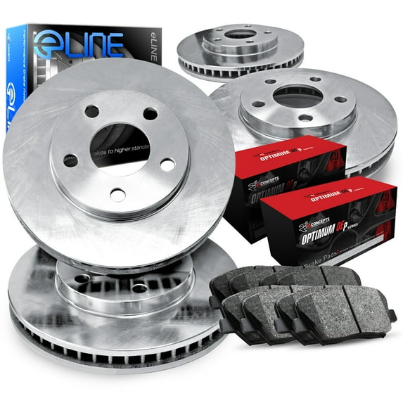 R1 Concepts Front Rear Brakes and Rotors Kit |Front Rear Brake Pads| Brake Rotors and Pads| Optimum OEp Brake Pads and Rotors |fits Ford Crown Victoria, Lincoln Town Car, Mercury Grand Marquis