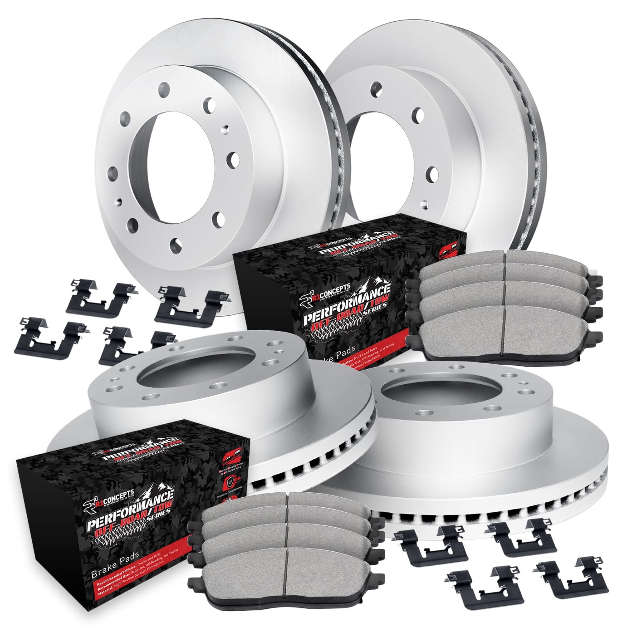 R1 Concepts Carbon Coated Disc Brake Rotor Set with Off-Road/Tow Brake Pads and Hardware WDVH2-48011
