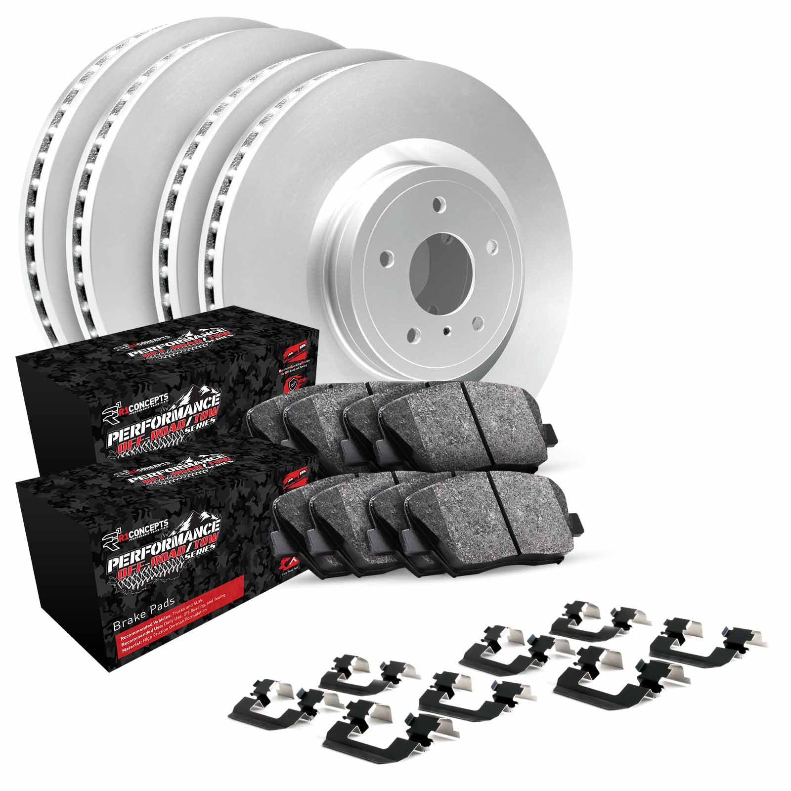 R1 Concepts Front Rear Brakes and Rotors Kit Front Rear Brake Pads Performance Off-Road Brake Pads and Rotors Hardware Kit WDVH2-54025