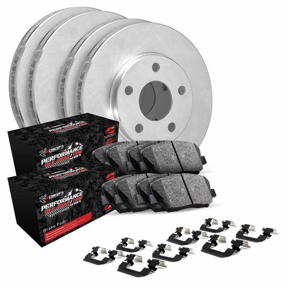 R1 Concepts WFVH2-42050 Front Rear Brakes and Rotors Kit OEM Specifications, Low Dust & Noise , 4 Rotors, 8 Pads, Hardware Kit
