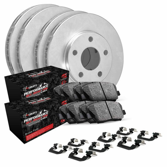 R1 Concepts Front Rear Brakes and Rotors Kit |Front Rear Brake Pads| Brake Rotors and Pads| Performance Off-Road Brake Pads and Rotors | Hardware Kit WFVH2-54114