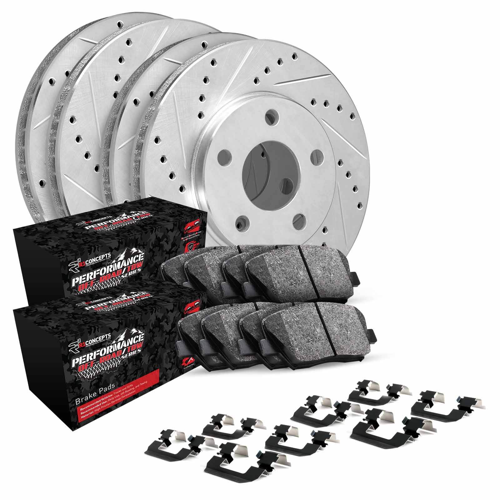 R1 Concepts Front Rear Brakes and Rotors Kit |Front Rear Brake Pads| Brake Rotors and Pads| Performance Off-Road Brake Pads and Rotors | Hardware Kit WGVH2-54025