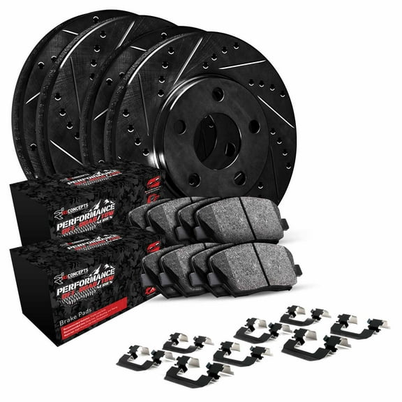 R1 Concepts Front Rear Brakes and Rotors Kit |Front Rear Brake Pads| Brake Rotors and Pads| Performance Off-Road Brake Pads and Rotors | Hardware Kit WHVH2-40002