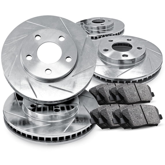 R1 Concepts Front Rear Brakes and Rotors Kit |Front Rear Brake Pads| Brake Rotors and Pads| Semi Metallic Brake Pads and Rotors |fits 1994-1995 BMW 540i