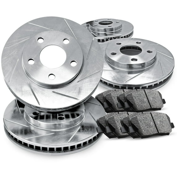 R1 Concepts Front Rear Brakes and Rotors Kit |Front Rear Brake Pads| Brake Rotors and Pads| Semi Metallic Brake Pads and Rotors |fits 1996-2000 Mercedes-Benz CLK320, CLK430, E300, E320, E420, E430