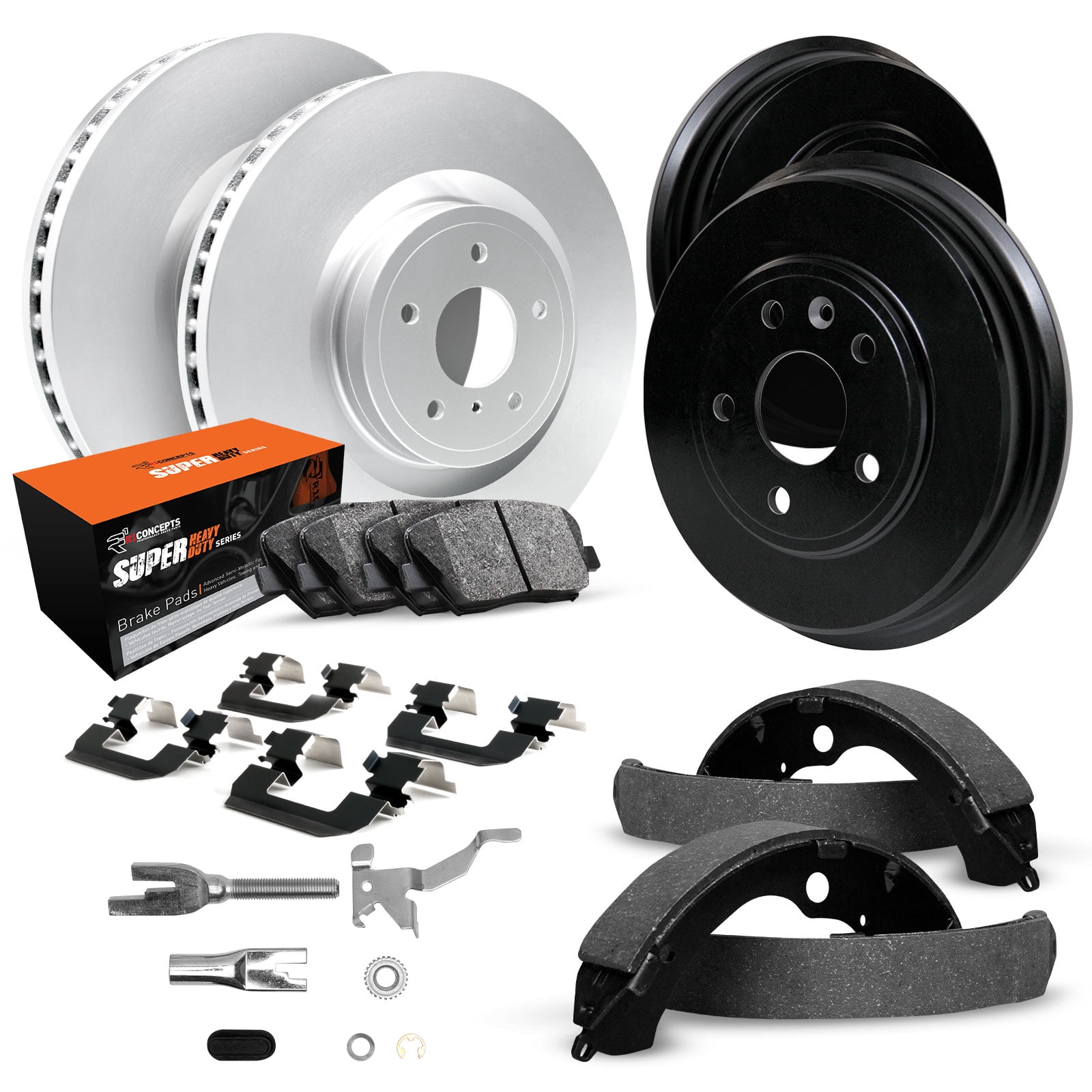 R1 Concepts Super Duty Front Rear Brakes pads and Rotor,Brake Drums,WDXA2-54039