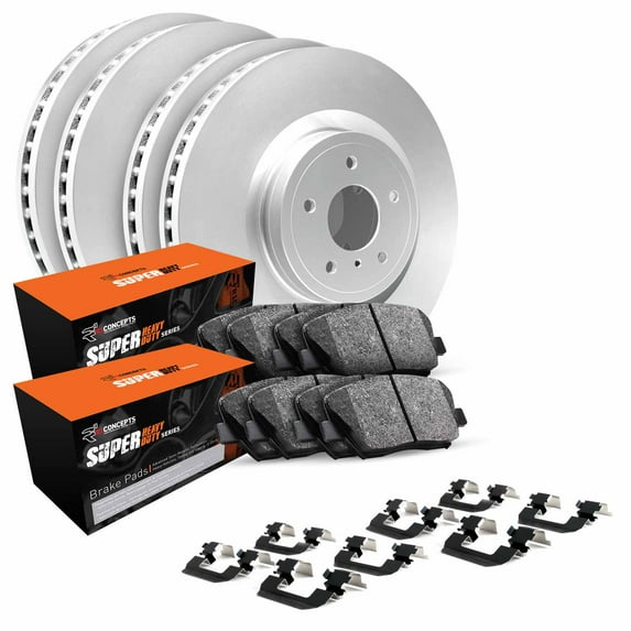 R1 Concepts Front Rear Brakes and Rotors Kit |Front Rear Brake Pads| Brake Rotors and Pads| Super Duty Brake Pads and Rotors| Hardware Kit WDXH2-99044