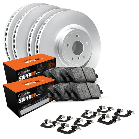 R1 Concepts Front Rear Brakes and Rotors Kit |Front Rear Brake Pads| Brake Rotors and Pads| Super Duty Brake Pads and Rotors| Hardware Kit WJXH2-54064