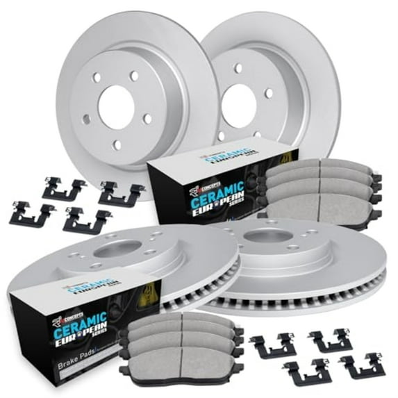R1 Concepts Carbon Coated Disc Brake Rotor Set with Euro Ceramic Pads and Hardware WDTH2-10875