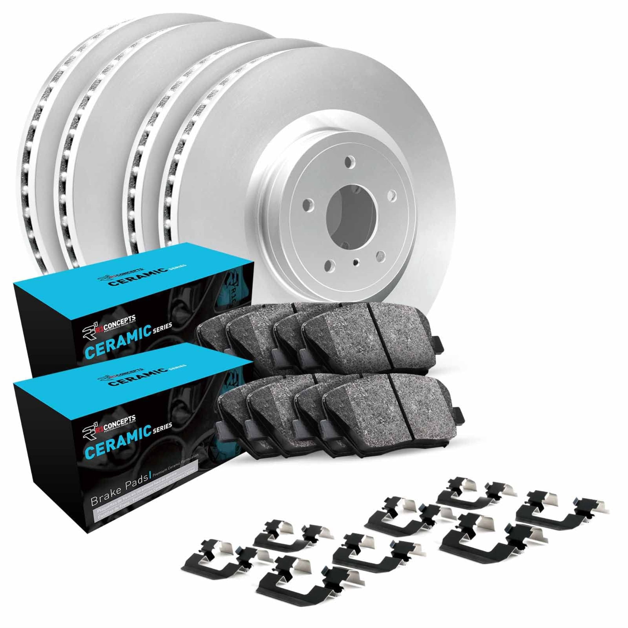 R1 Concepts Carbon Coated Disc Brake Rotor Set with Ceramic Pads and Hardware WDWH2-74035
