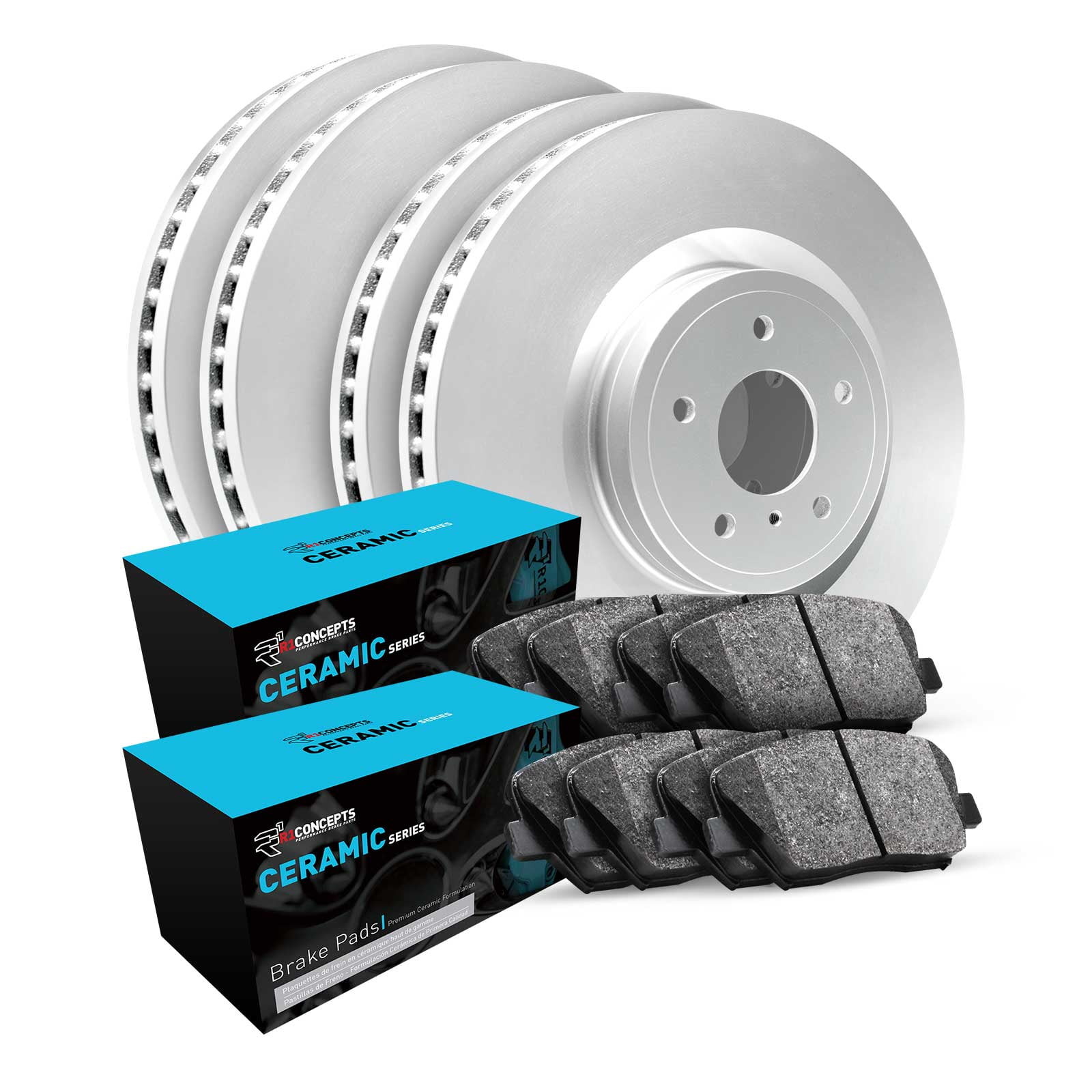 R1 Concepts Front Rear Brakes and Rotors Kit |Front Rear Brake Pads| Brake Rotors and Pads| Ceramic Brake Pads and Rotors WDWN2-31063
