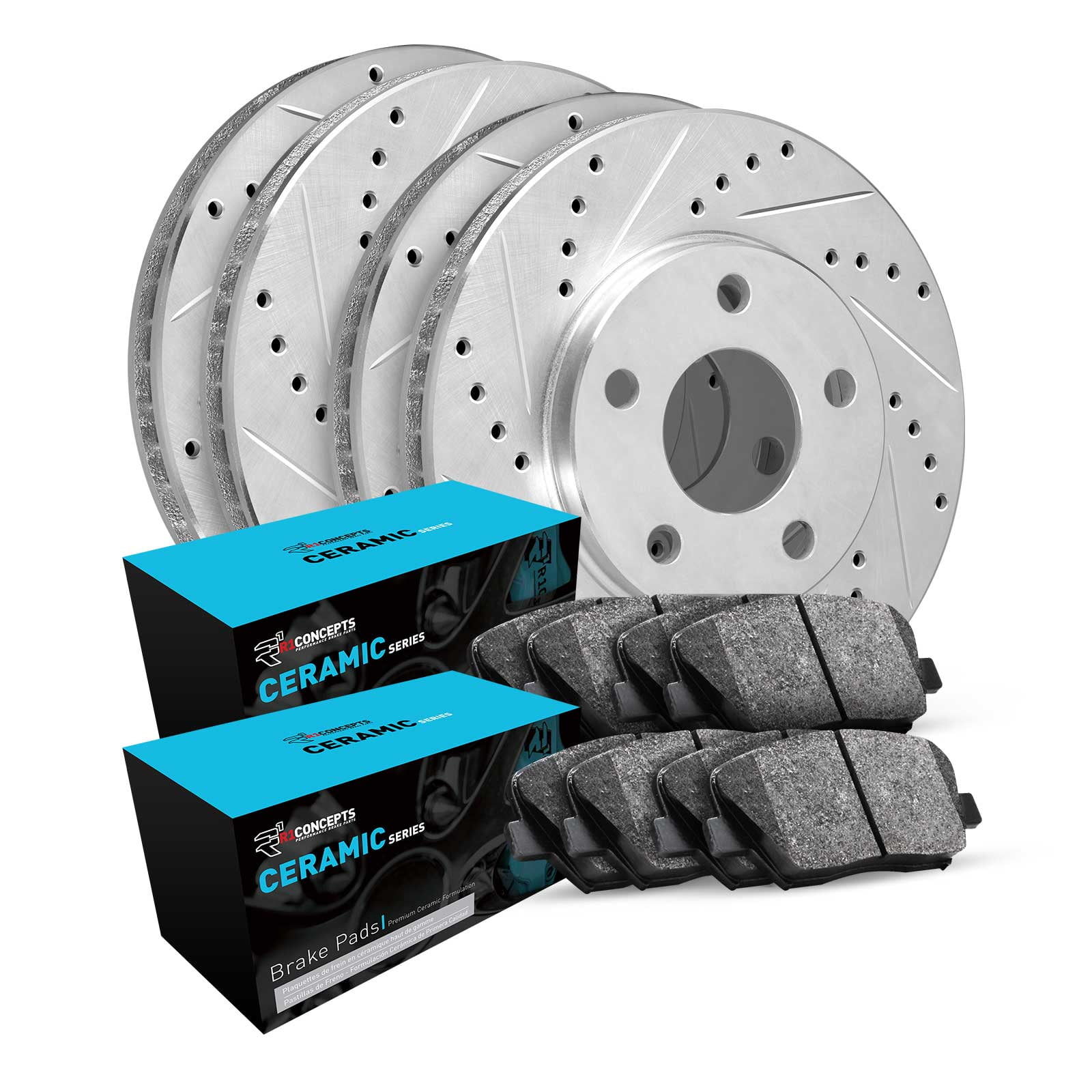 R1 Concepts Front Rear Brakes and Rotors Kit |Front Rear Brake Pads| Brake Rotors and Pads| Ceramic Brake Pads and Rotors WGWN2-31037
