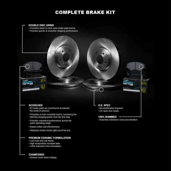 R1 Concepts Disc Brake Rotor Set with Euro Ceramic Pads WFTN2-12560